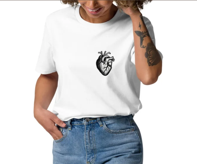 Wear Your Heart – Literally | Anatomical Heart T-Shirt | 100% Cotton White