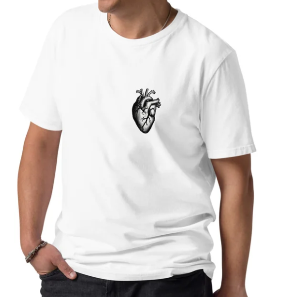 Wear Your Heart – Literally | Anatomical Heart T-Shirt | 100% Cotton White